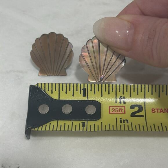 Iridescent Abalone Clam Shell Stud Earrings .75” MERMAIDCORE - Picture 6 of 10